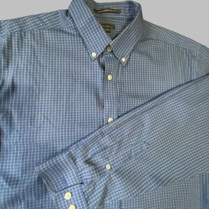 Eddie Bauer Mens Blue Cotton Lightweight Wrinkle Free Relaxed Fit Shirt- Sz-L